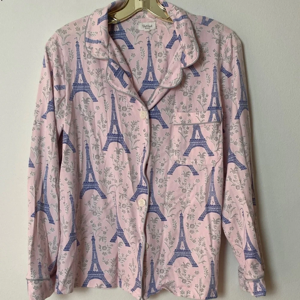 BedHead Pink and Blue Parisian Print Pajama Set - Picture 4 of 4